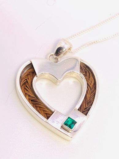 Horsehair memorial heart necklace.