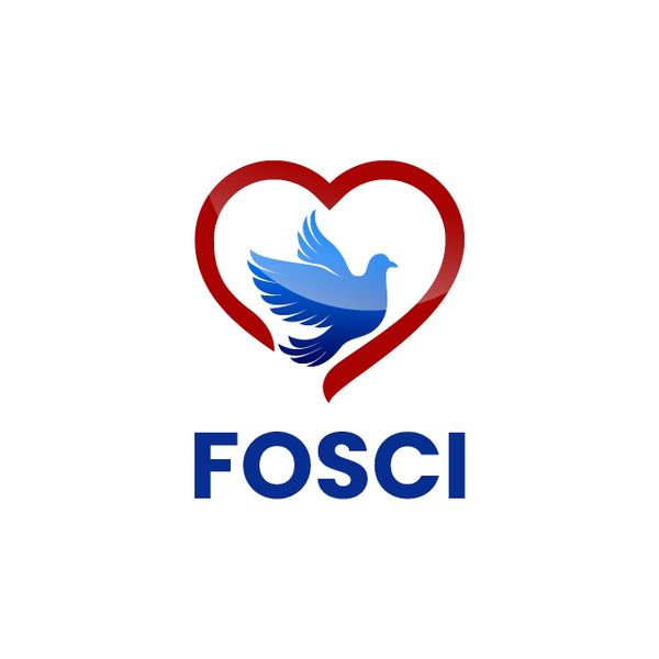 Logo featuring a blue dove inside a red heart with 'FOSCI' text below.