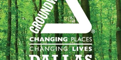 Groundwork Dallas logo on a forest background.
