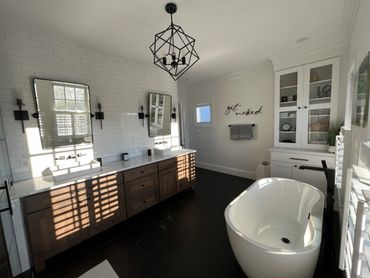Big beautiful bathroom spaces.