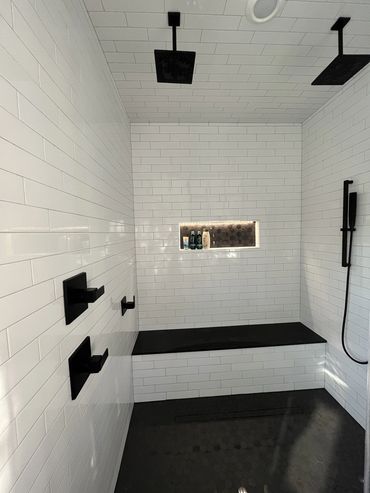 Relax in this walk-in spacious shower.