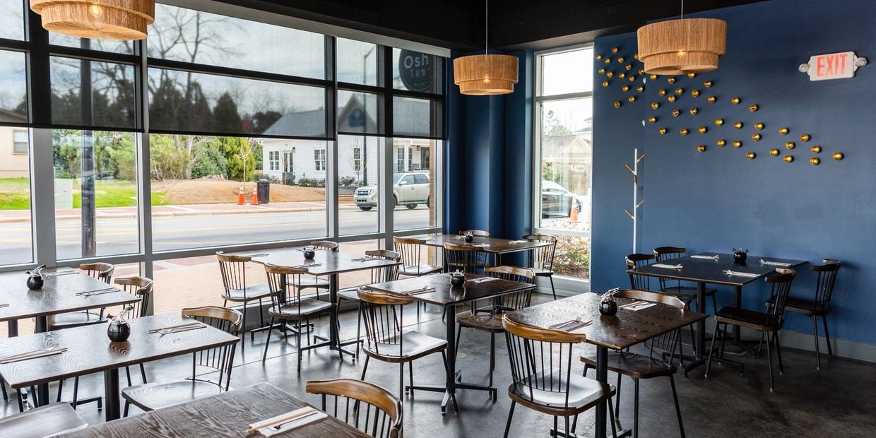 Inside image of a beautiful café with light