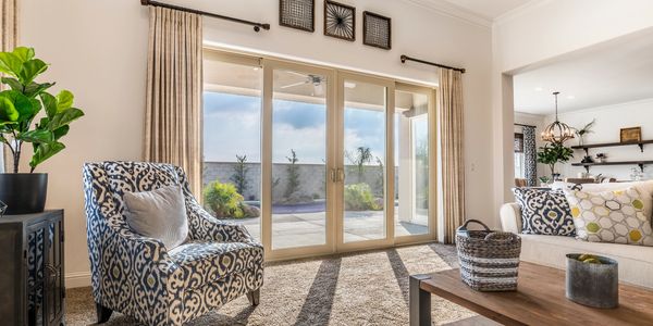 Image of Anlin four panel door installed in a family room.