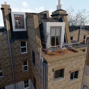 A 3d modelling Rooftop London, Loft Conversions, Loft Terrace,