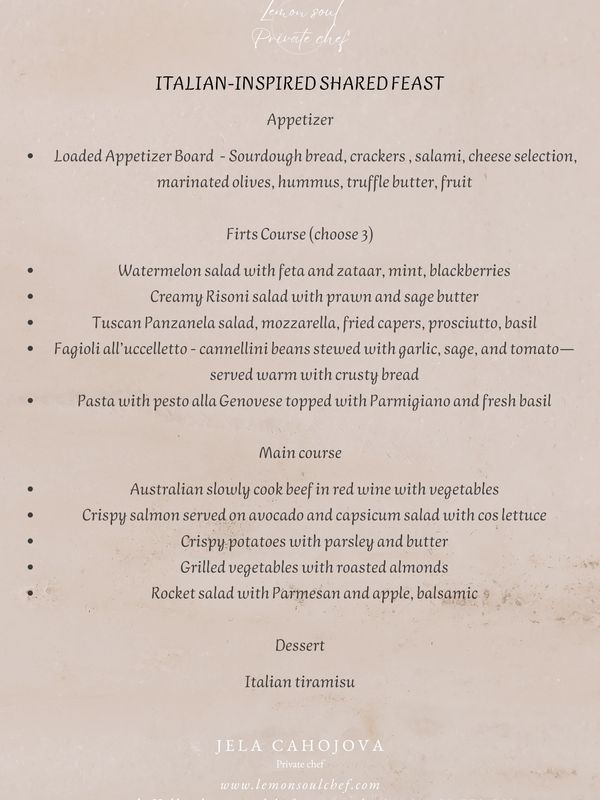 A vibrant Italian-inspired feast to share, celebrating bold flavours, fresh seasonal ingredients, an