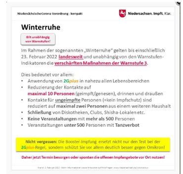 Hinweis Winterruhe Niedersachsen
