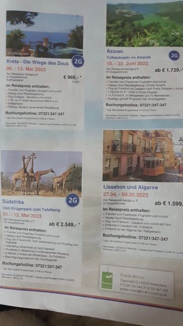 Reisebeschränkungen eines Reiseunternehmers