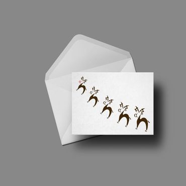 Typography reindeer using the letters from the word, "REINDEER"