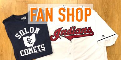 fan shop t-shirt and indians baseball jersey