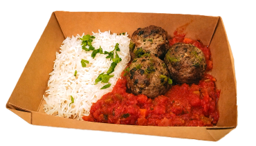 Meatballs (Beef + Spinach) with Tomato Basil Ragout over Basmati Rice