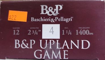 B&P 12GA #4 UPLAND GAME NICKEL PLATED $22