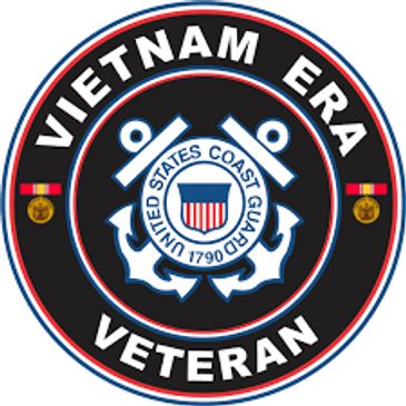 Vietnam Era Veteran emblem of the U.S. Coast Guard with anchors and medals.