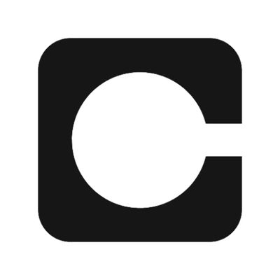 Black and white minimalist logo with a 'C' shape inside a rounded square.