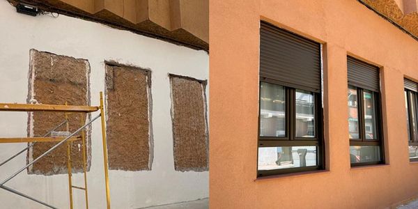 fachada antes y despues de pintar