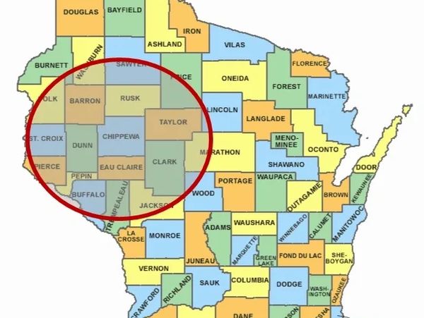 Service area of Legal Paper Services. Serving Northwest Wisconsin