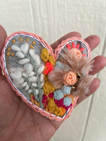 3d embroidery heart