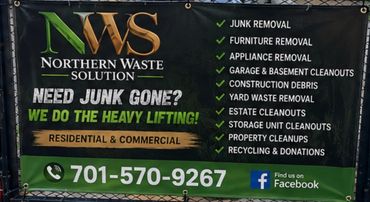 Banner for Northern Waste Solution junk removal services with contact info.