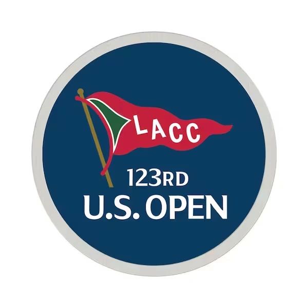 Logo for the 123rd U.S. Open at LACC with a red flag.