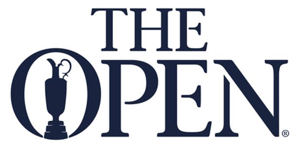Logo of The Open golf championship with a trophy silhouette.