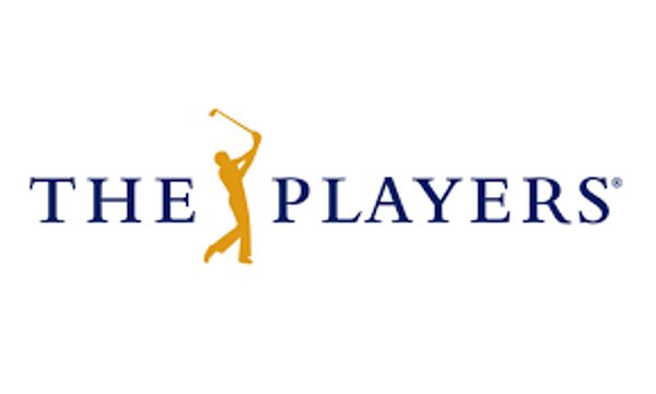 Logo of THE PLAYERS golf tournament with a golfer swinging.