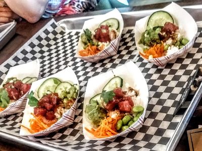 Poke bowl samples from Ricky's Canteen.