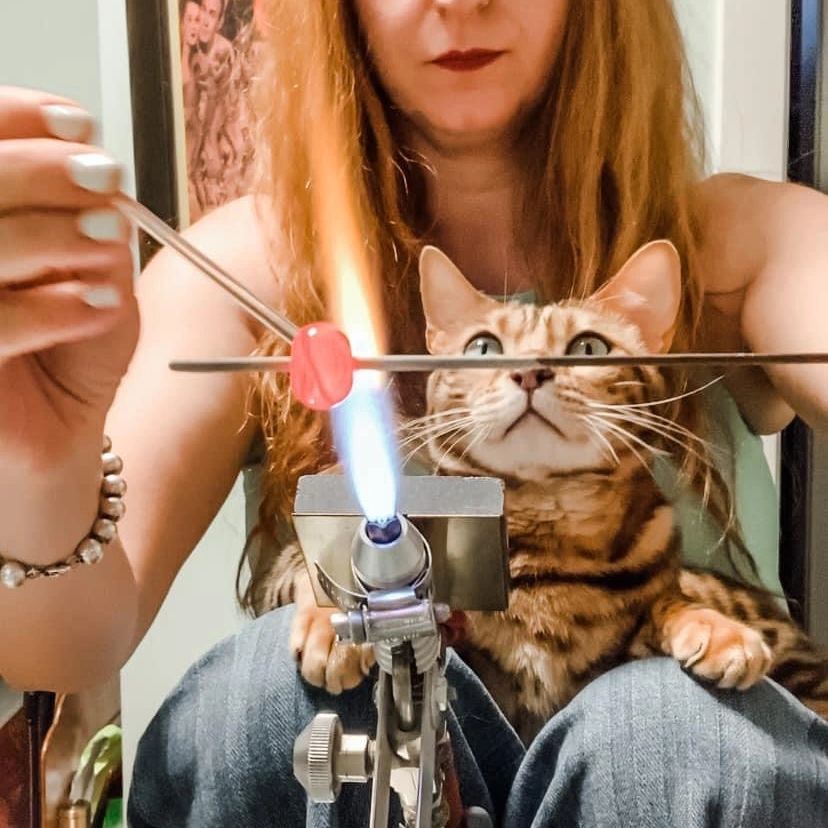 Bengal cat in Glass Studio. Pet cremation jewelry Canada