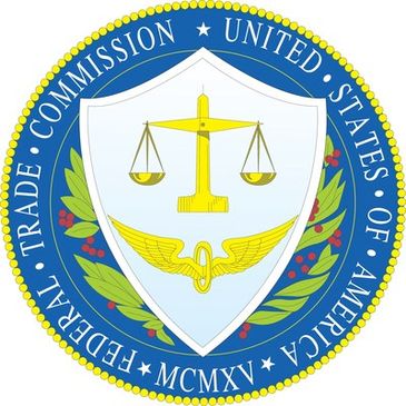 Seal of the United States Federal Trade Commission with scales of justice.