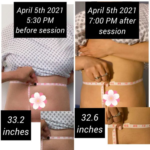 Some clients will lose an inch after the session, some don't. Each person is different.