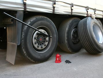 Tire installation in progress