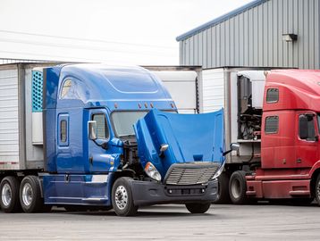 Truck breakdown with hood up