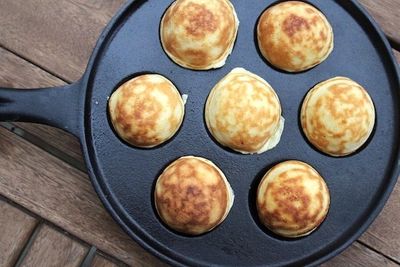 Aebleskiver Pan Of Seven Pancake-Like Spheres From An Annual Lake Benton Minnesota Celebration