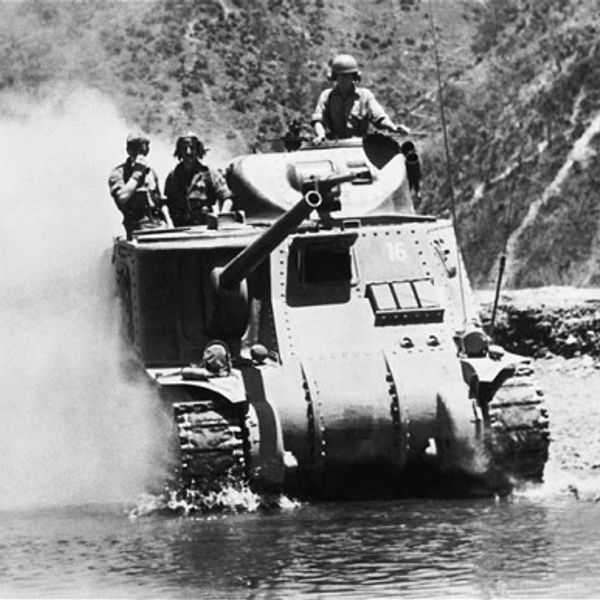 Armoured Vehicle crossing a river in the Kohima-Imphal sector during World War 2