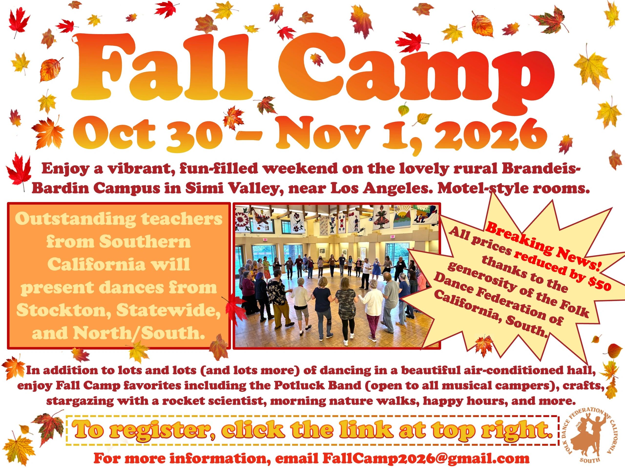 Fall Camp event from Oct 30 to Nov 1, 2026 near Los Angeles.