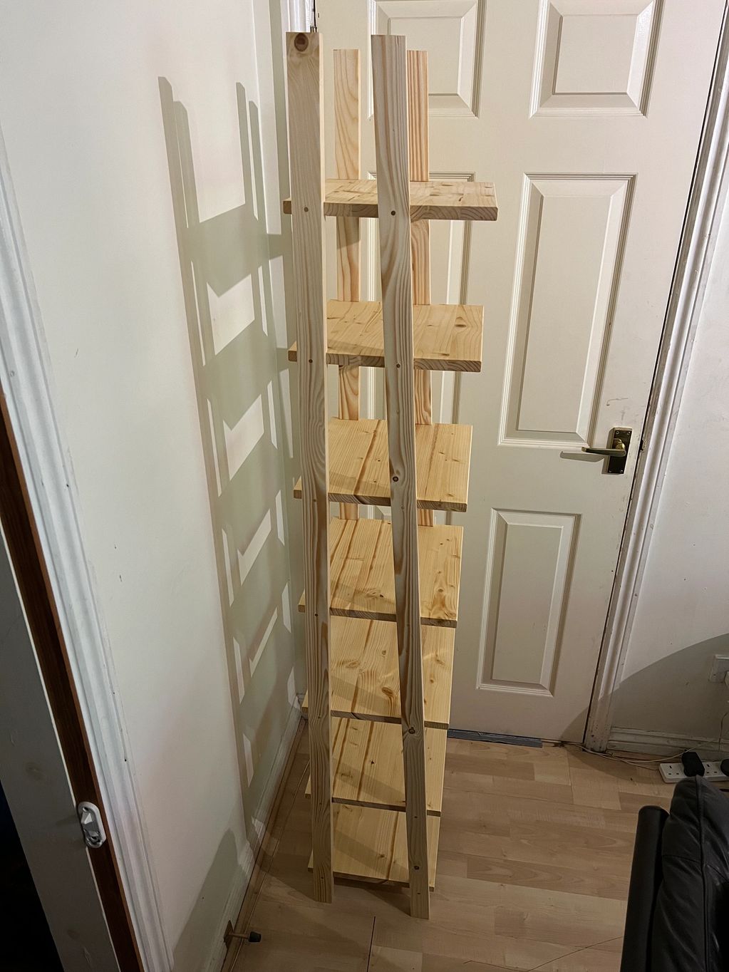 All pine bespoke wooden shelving rack