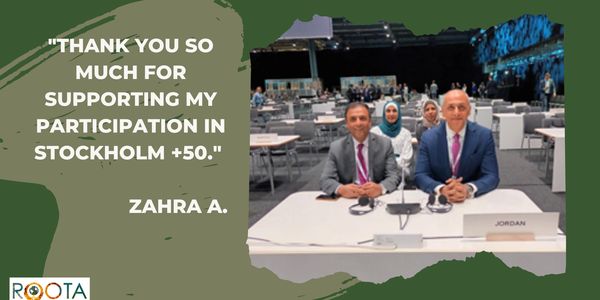 A testimonial from Zahra A.: "Thank you so much for supporting my participation in Stockholm +50"