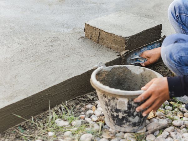A picture of leveling the concrete slab