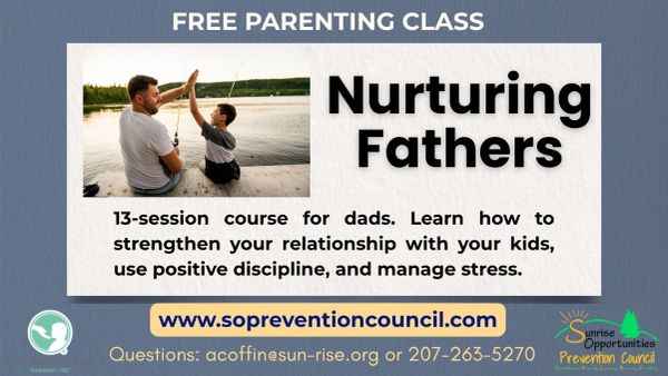 Free 13-session parenting class for dads to strengthen relationships. Fathers. Parenting. Washington County. Hancock County. Parenting education.