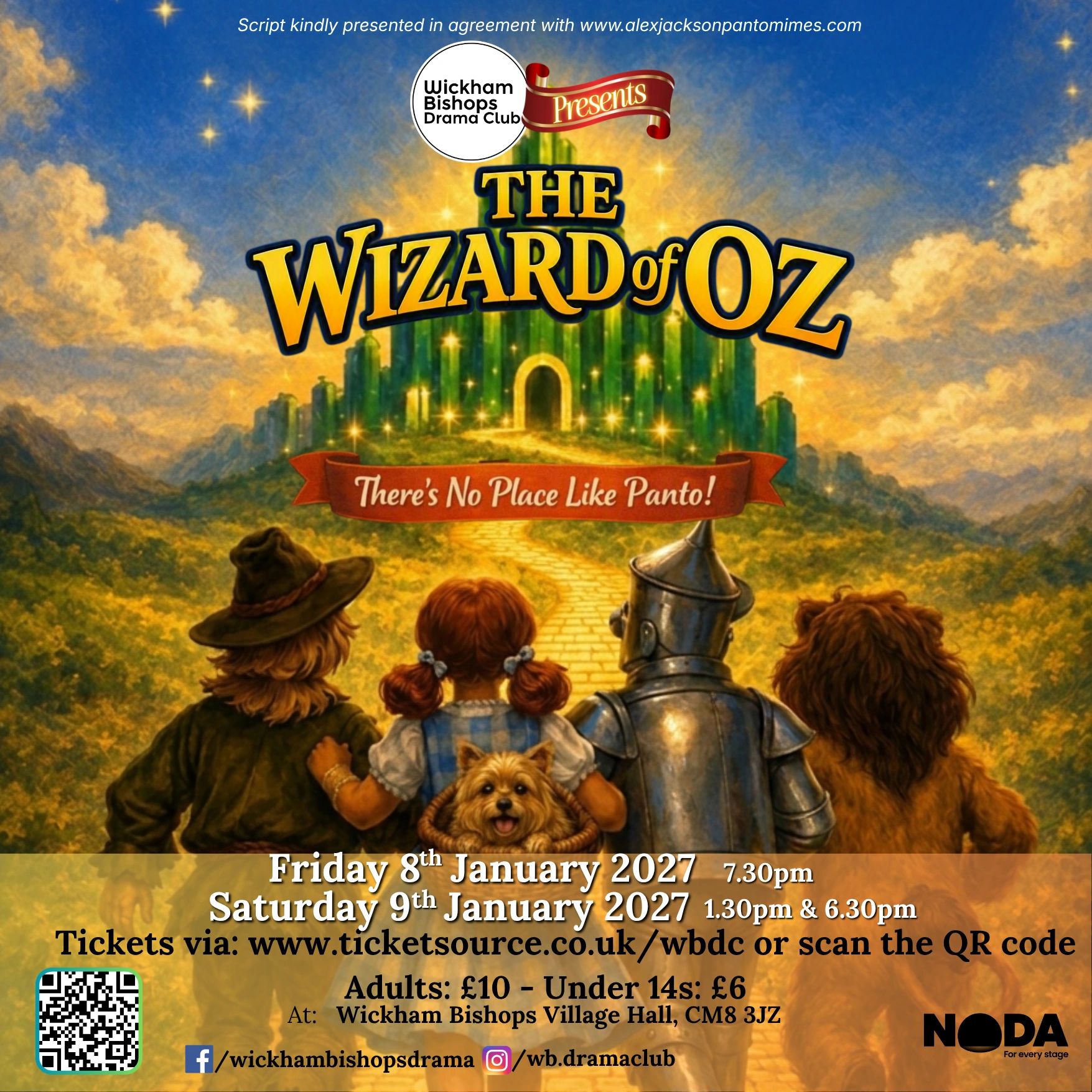 Poster for The Wizard of Oz pantomime by Wickham Bishops Drama Club.