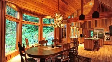 Grand dining room and kitchen at retreat location