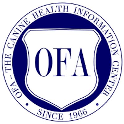 Logo of OFA, The Canine Health Information Center.