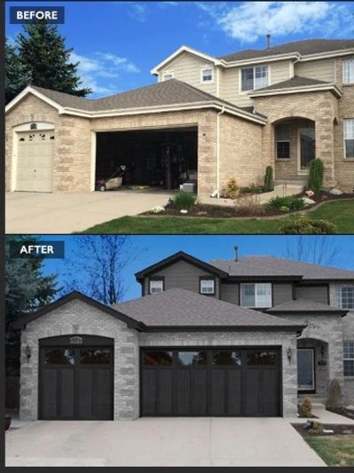 A before and after shot of a home improvement project
