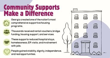 Illustration describing how housing supports, vouchers, and community services improved stability an
