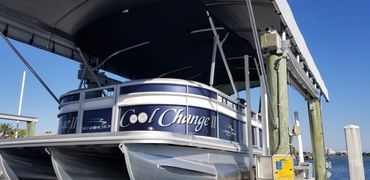 Pontoon Boat under Canopy or Coastline Boat lift cover
