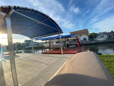 two Coastline Boatlift covers installed side by side