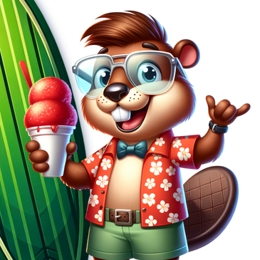 Mr Beav and his italian ice and surfboard