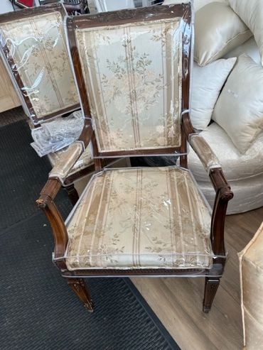 plastic cover chairs before and after in Massapequa park NY, upholster shop before and after