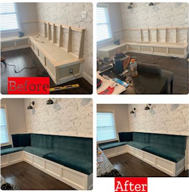 upholstery shop before and after and furniture refinishing in Massapequa park NY