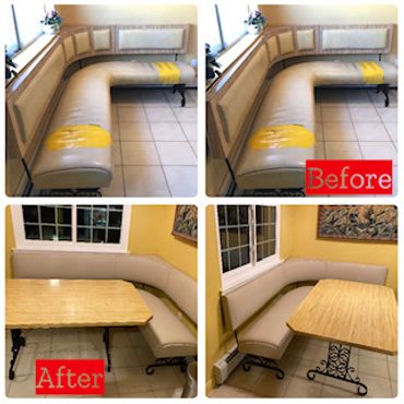 upholstery shop before and after and furniture refinishing in Massapequa park NY