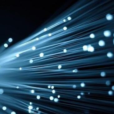 Fiber optic cables emitting light.