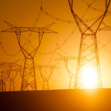 Power lines at sunset.
